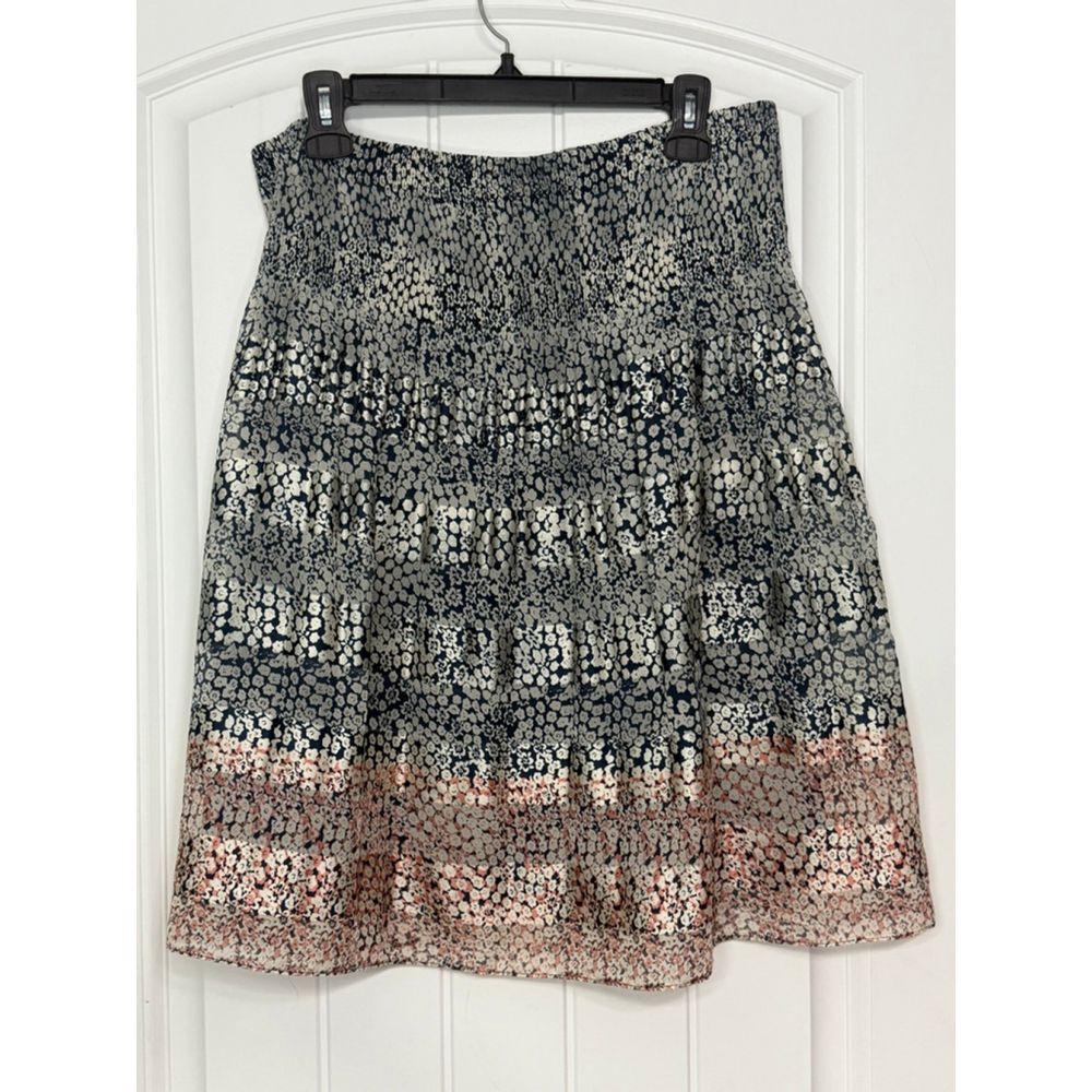 Women's Sophie Max Navy Blush Floral Knee Length Midi Skirt size L